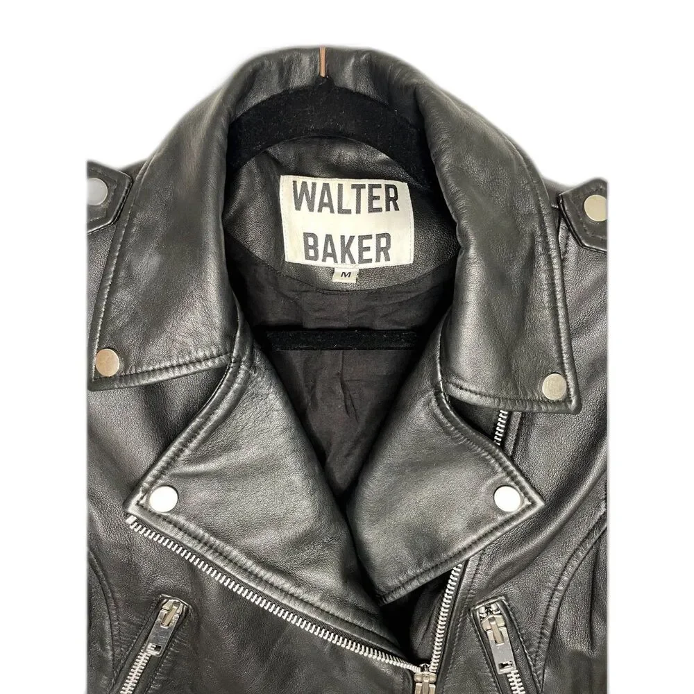 Walter Baker Liz Motorcycle Leather Jacket Black Size M - Picture 6 of 8